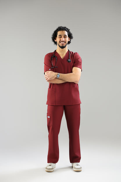 Maroon Classic scrub design - care strech fabric