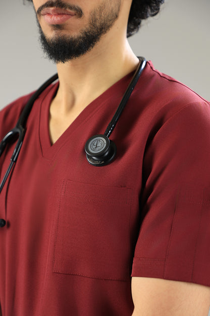 Maroon Classic scrub design - care strech fabric