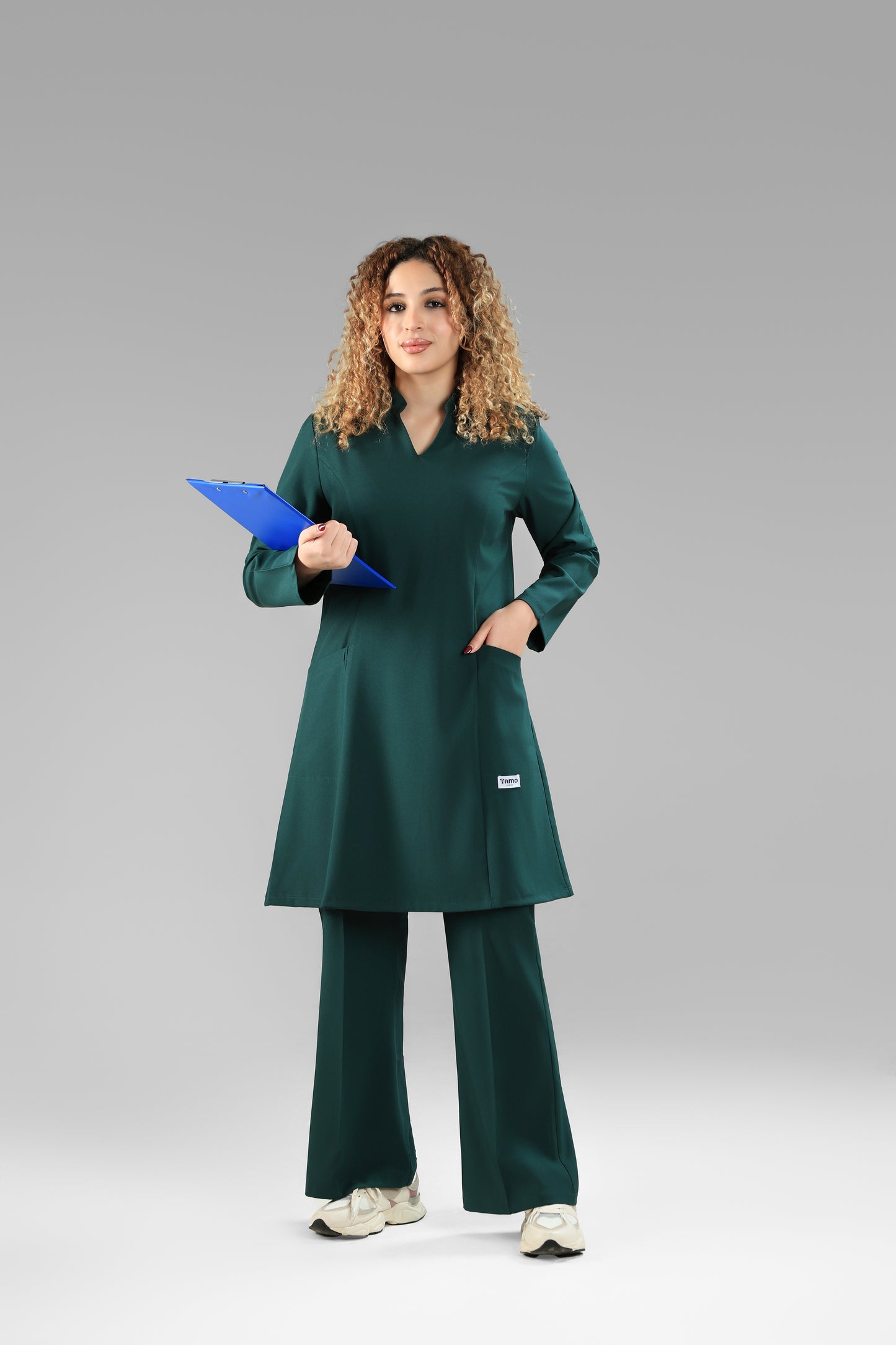 Green Modern Classic Scrub Design 90cm - Care Stretch Fabric