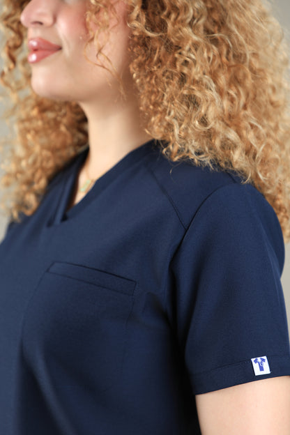 Navy blue  Signature V-Neck Scrub Design 70cm – Care Stretch Fabric