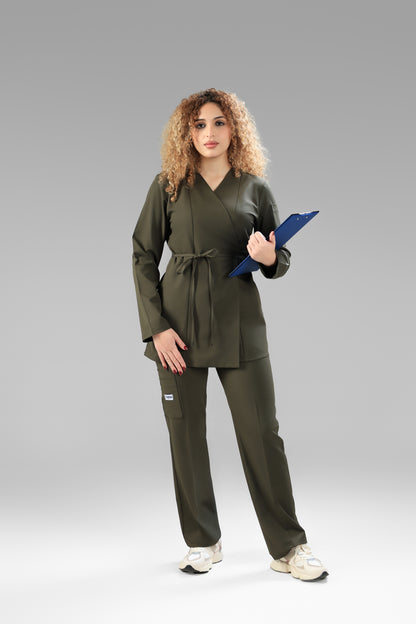 Olive green   Elegant tie scrub design 75 cm -Waterproof fabric  Top length