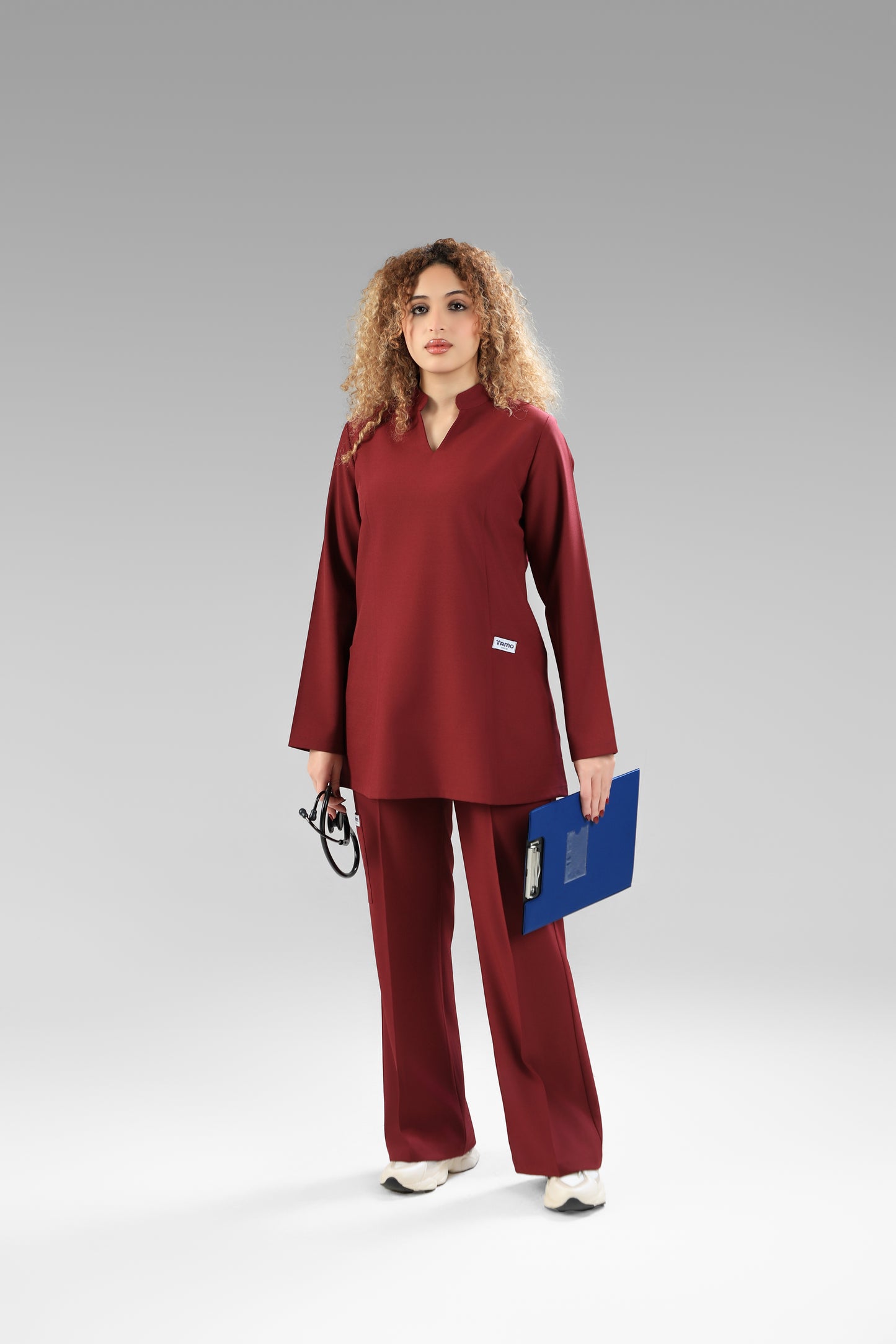 Maroon Modern Classic Scrub Design 75cm - Care Strech Fabric