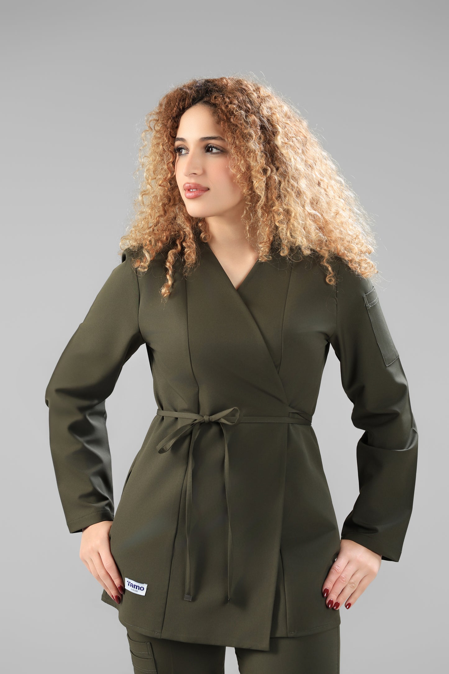 Olive green   Elegant tie scrub design 75 cm -Waterproof fabric  Top length