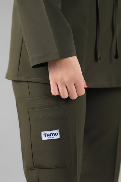 Olive green   Elegant tie scrub design 75 cm -Waterproof fabric  Top length