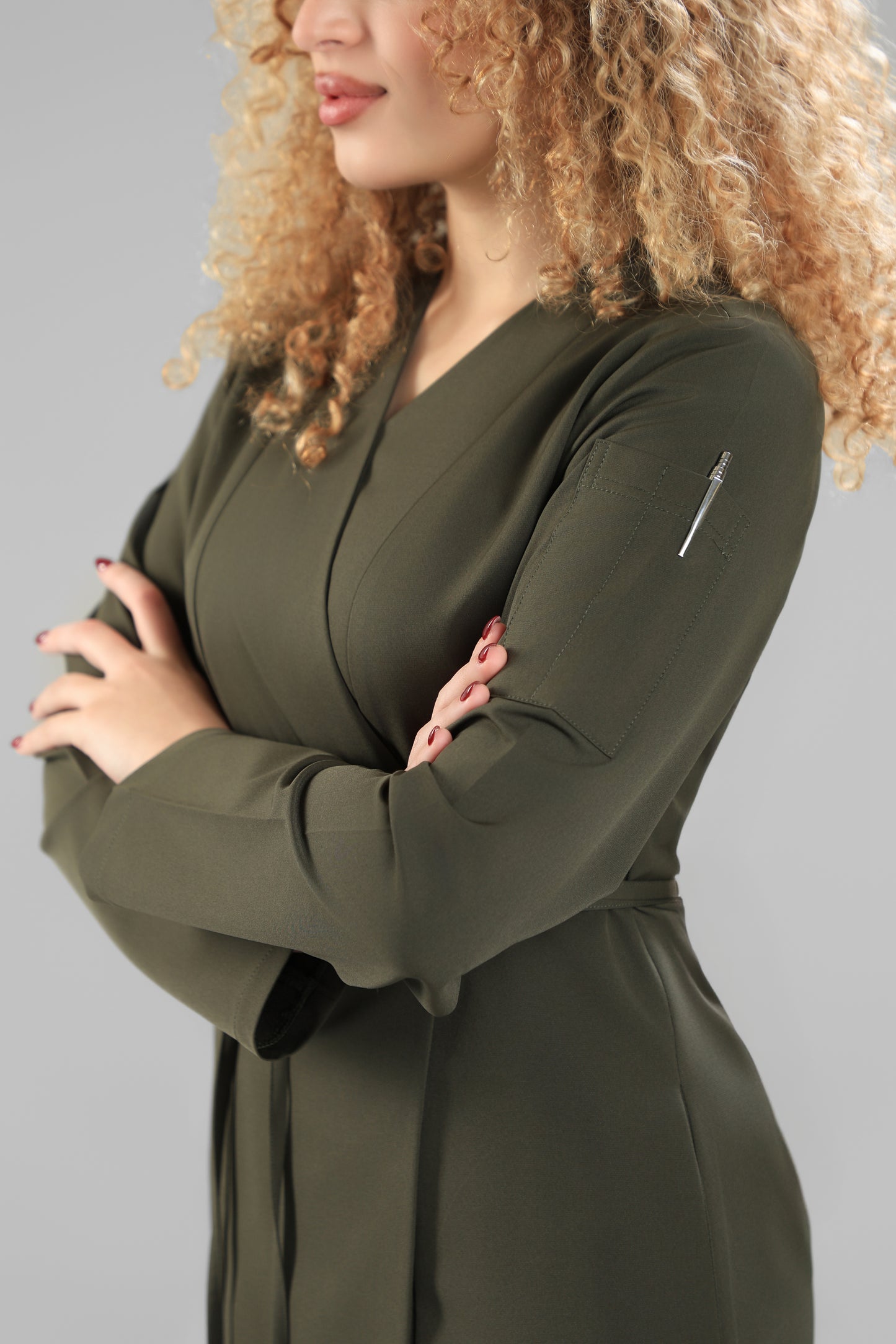 Olive green   Elegant tie scrub design 75 cm -Waterproof fabric  Top length