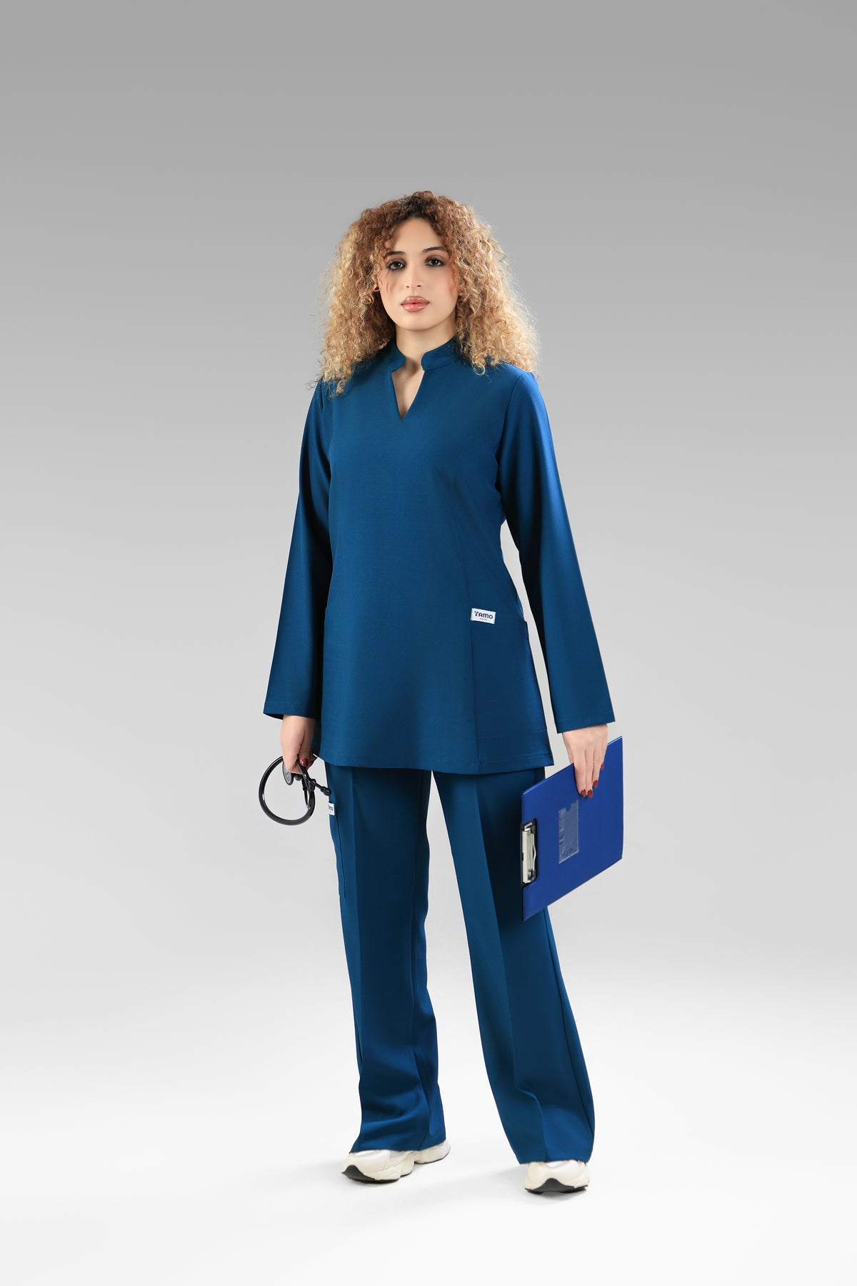 petrol blue Modern Classic Scrub Design 75cm - Care Strech Fabric
