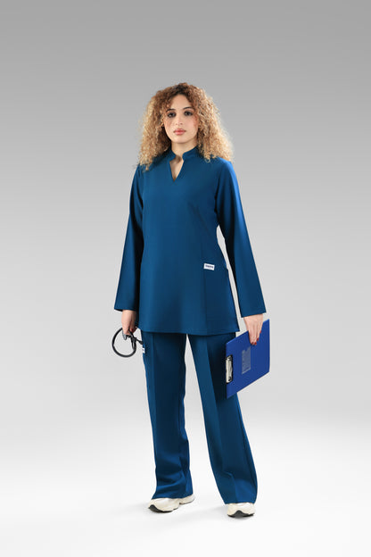 petrol blue Modern Classic Scrub Design 75cm - Care Strech Fabric