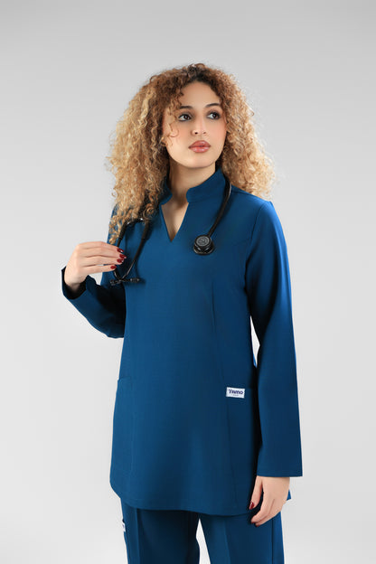 petrol blue Modern Classic Scrub Design 75cm - Care Strech Fabric