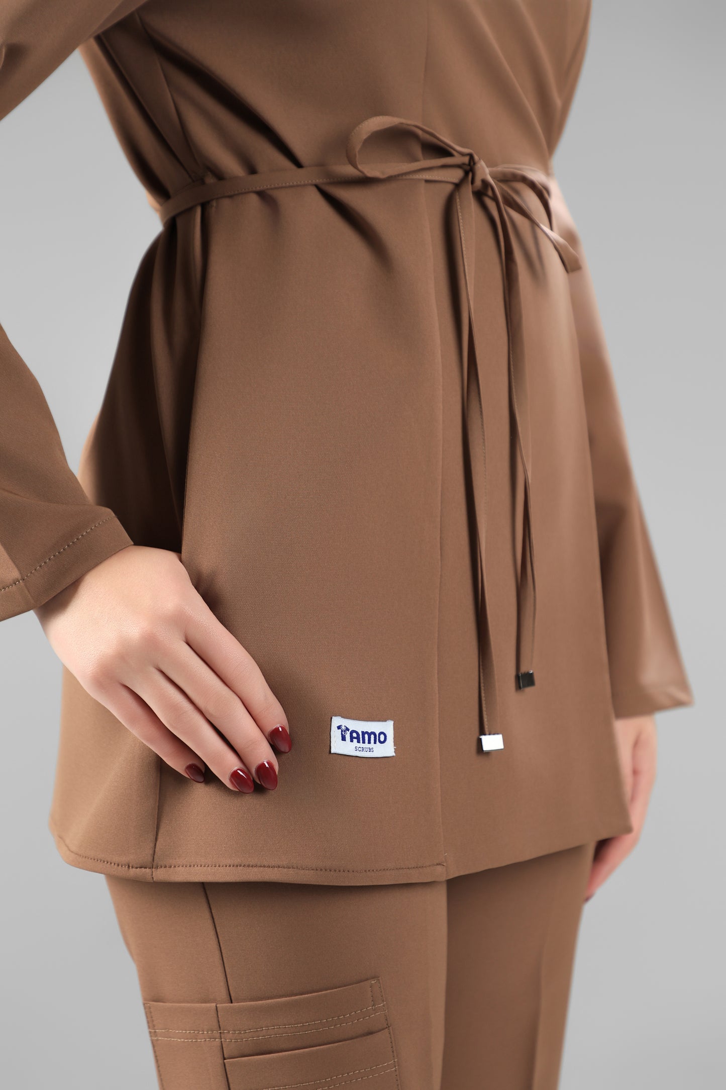 Mocha Elegant tie scrub design 75 cm -Waterproof fabric  Top length