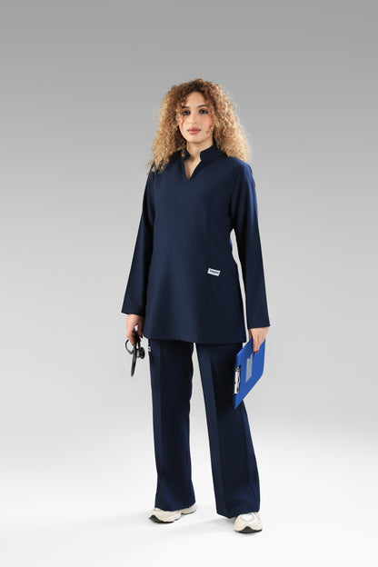 navy blue Modern Classic Scrub Design 75cm - Care Strech Fabric