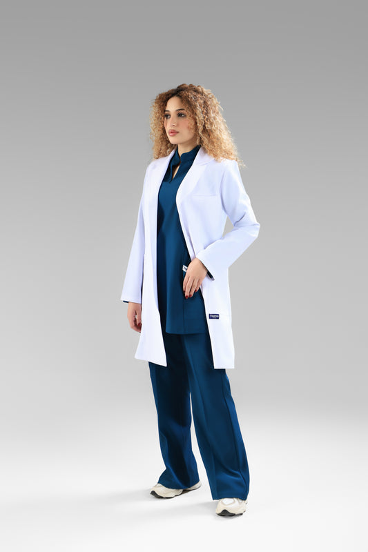 White Tamo Elegant Lab Coat - care strech fabric- Length 90cm