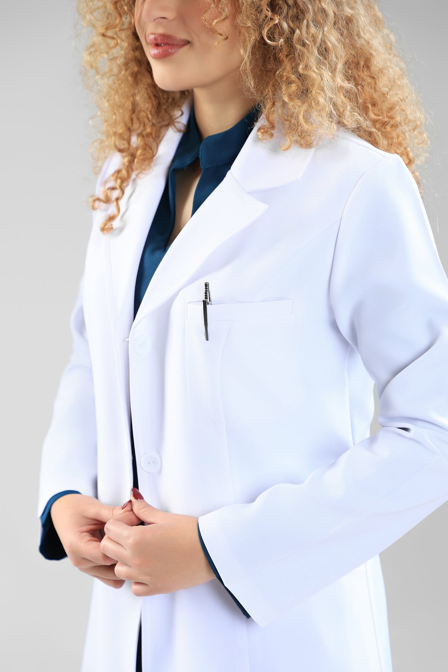 White Tamo Elegant Lab Coat - care strech fabric- Length 90cm