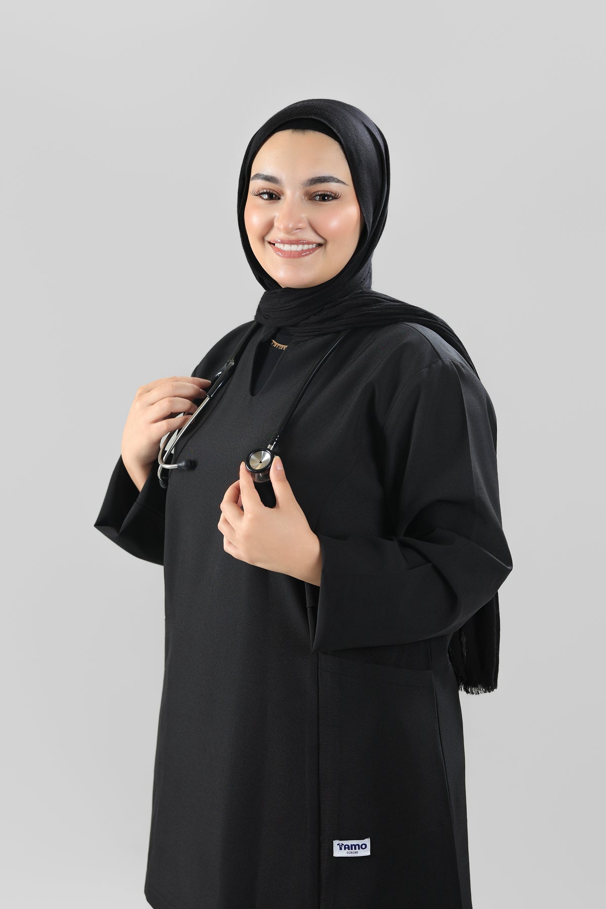 black Modern Classic Scrub Design 80cm - Care Strech Fabric