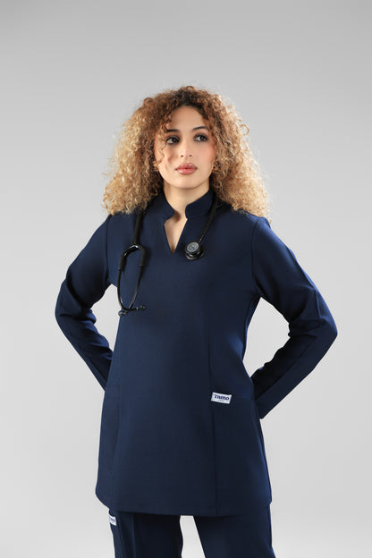 navy blue Modern Classic Scrub Design 75cm - Care Strech Fabric