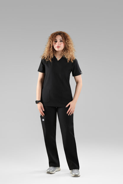 Black  Signature V-Neck Scrub Design 70cm – Care Stretch Fabric