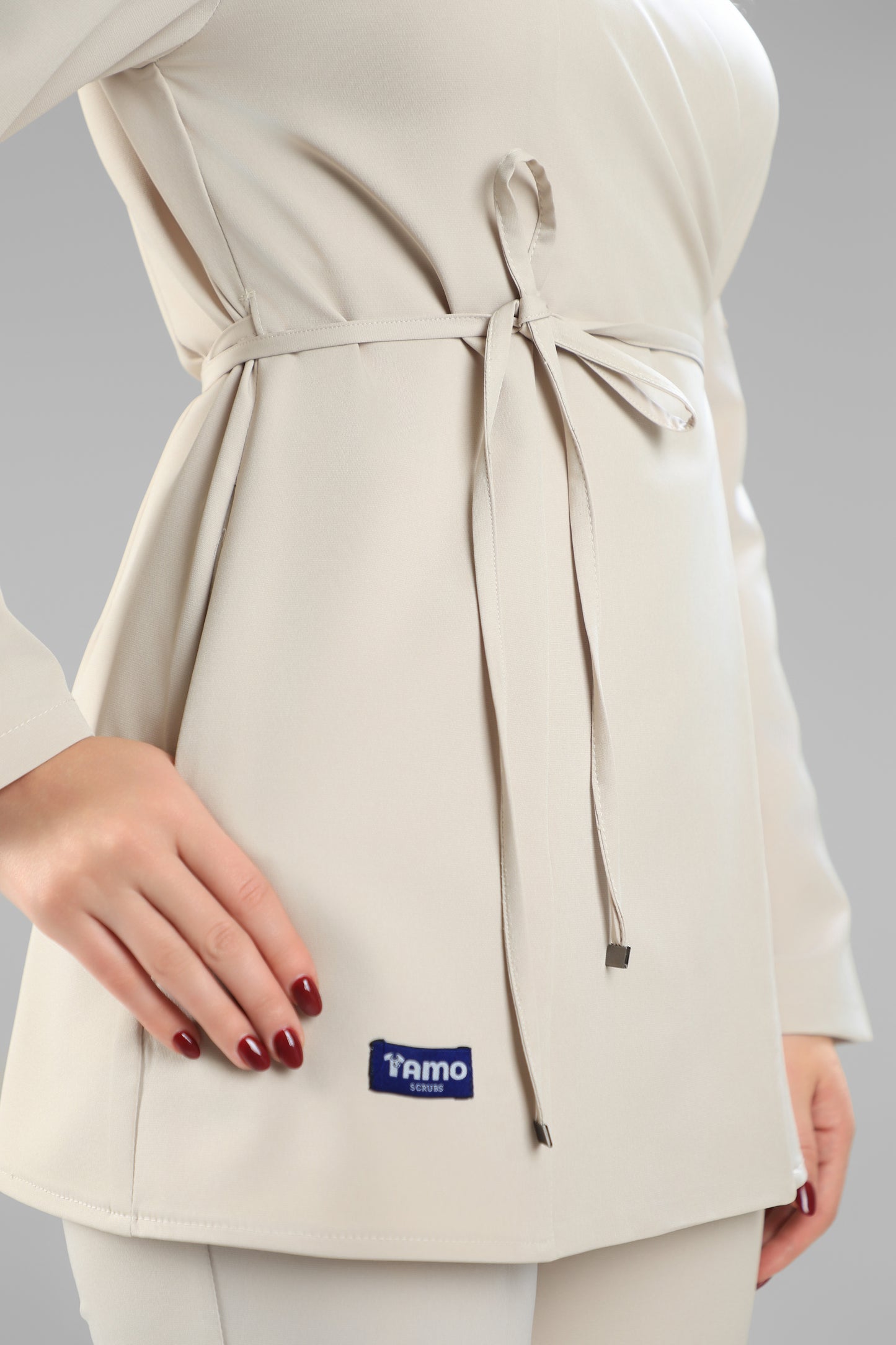 Beige Elegant tie scrub design 75 cm -Waterproof fabric  Top length