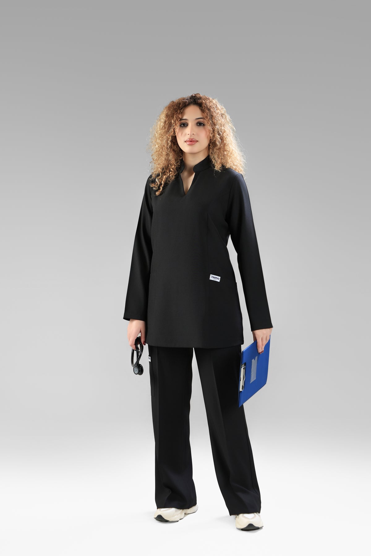 black Modern Classic Scrub Design 75cm - Care Strech Fabric
