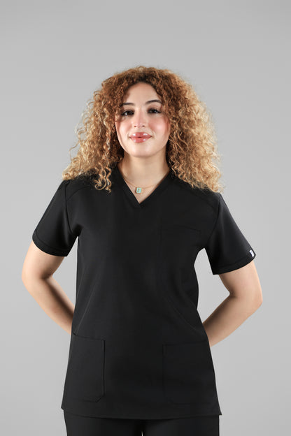 Black  Signature V-Neck Scrub Design 70cm – Care Stretch Fabric