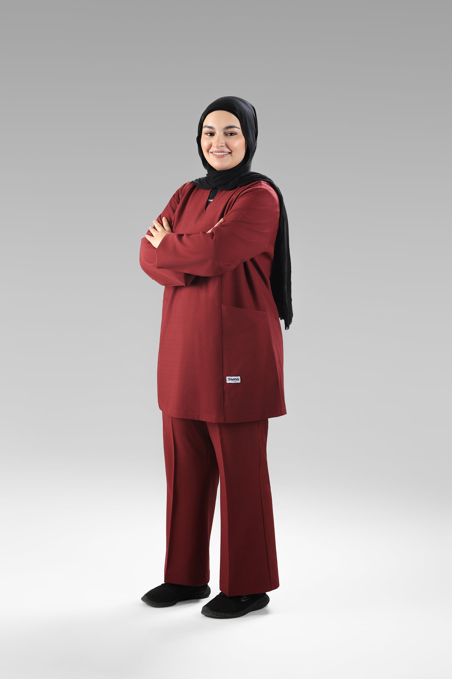 Maroon Modern Classic Scrub Design 80cm - Care Strech Fabric