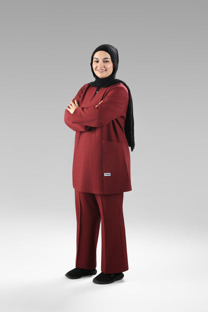 Maroon Modern Classic Scrub Design 80cm - Care Strech Fabric
