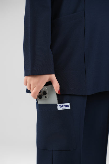 navy blue Modern Classic Scrub Design 75cm - Care Strech Fabric