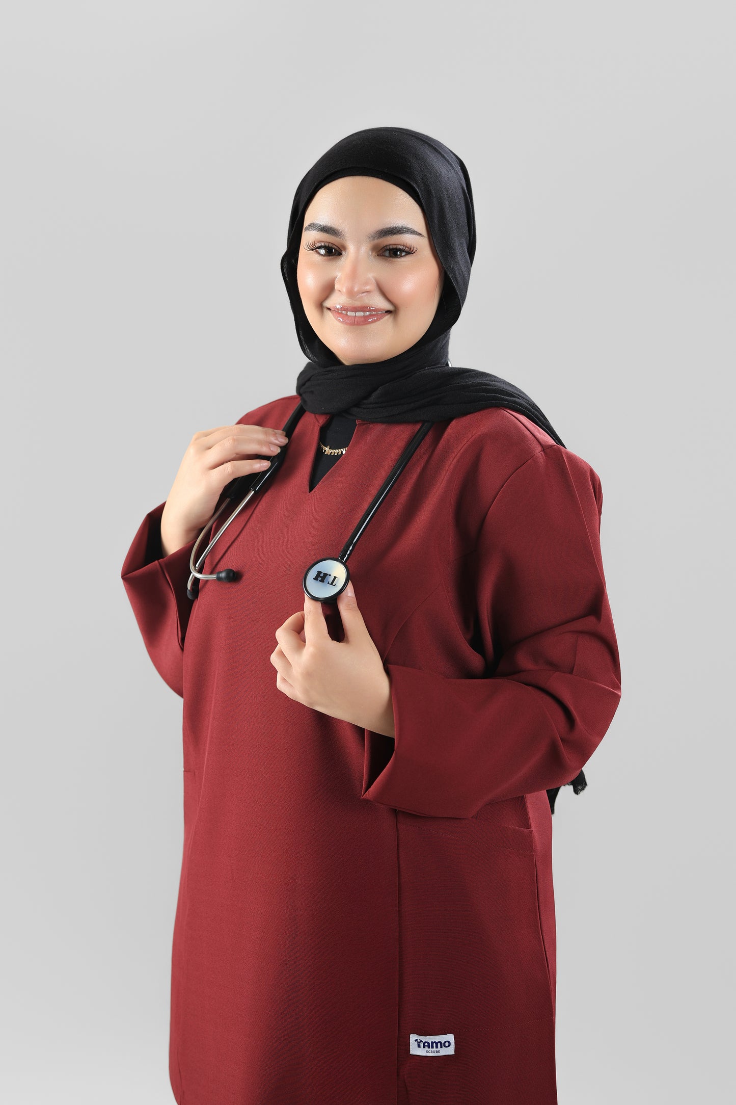 Maroon Modern Classic Scrub Design 80cm - Care Strech Fabric