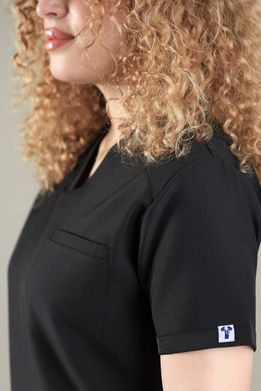 Black  Signature V-Neck Scrub Design 70cm – Care Stretch Fabric