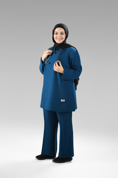 Petrol Modern Classic Scrub Design 80cm - Care Strech Fabric
