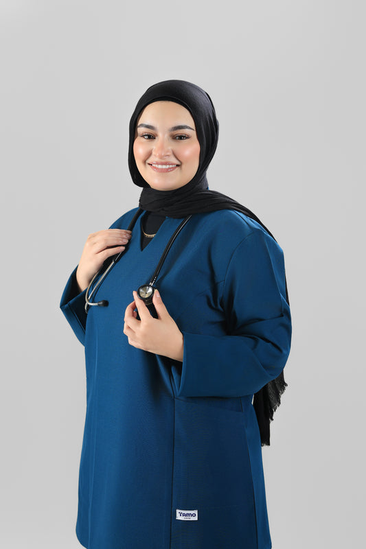 Petrol Modern Classic Scrub Design 80cm - Care Strech Fabric