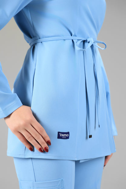 Sky blue Elegant tie scrub design 75 cm -Waterproof fabric  Top length