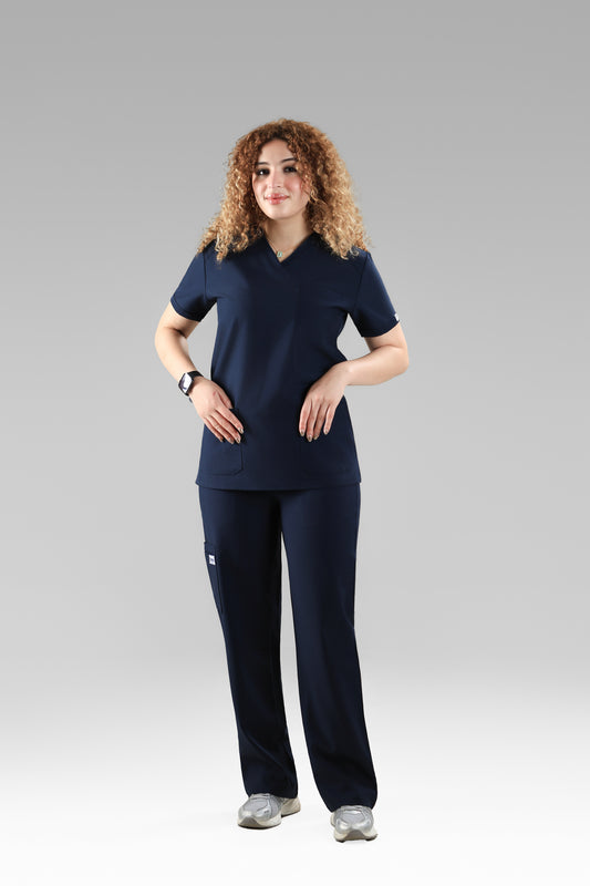 Navy blue  Signature V-Neck Scrub Design 70cm – Care Stretch Fabric
