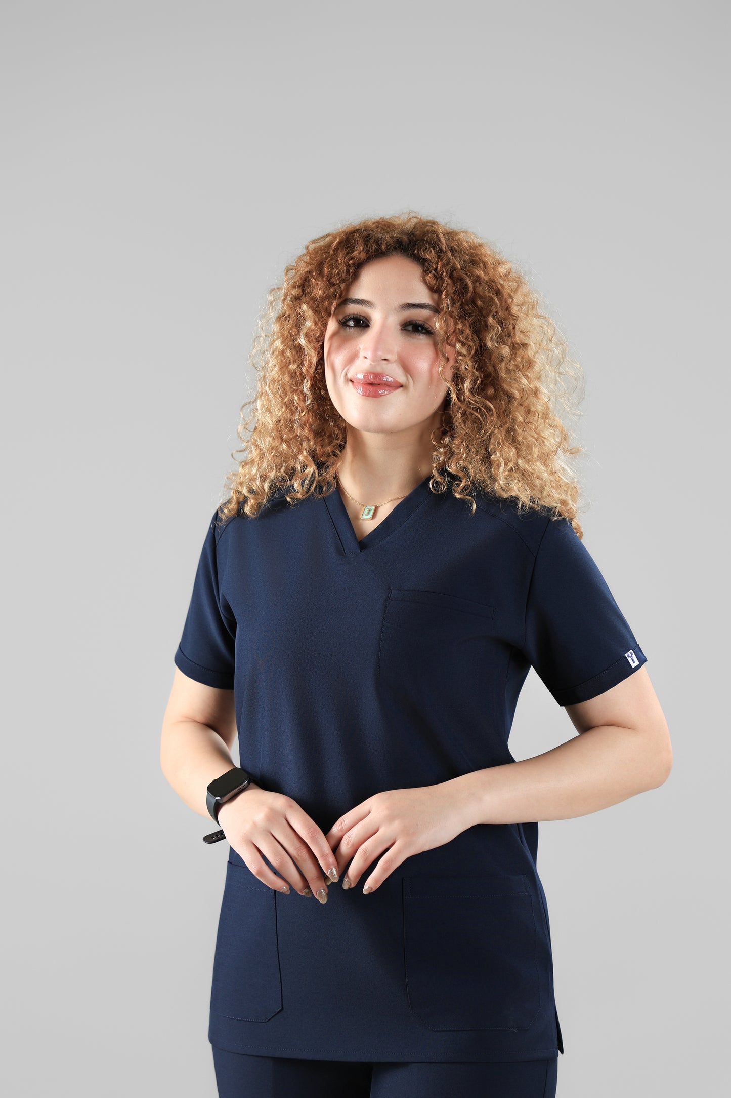 Navy blue  Signature V-Neck Scrub Design 70cm – Care Stretch Fabric
